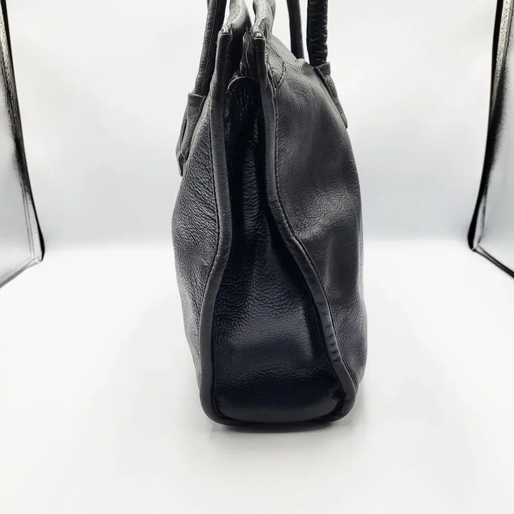 Vintage R. Paul Zeller Black Pebbled Leather Structured Satchel Handbag Rare